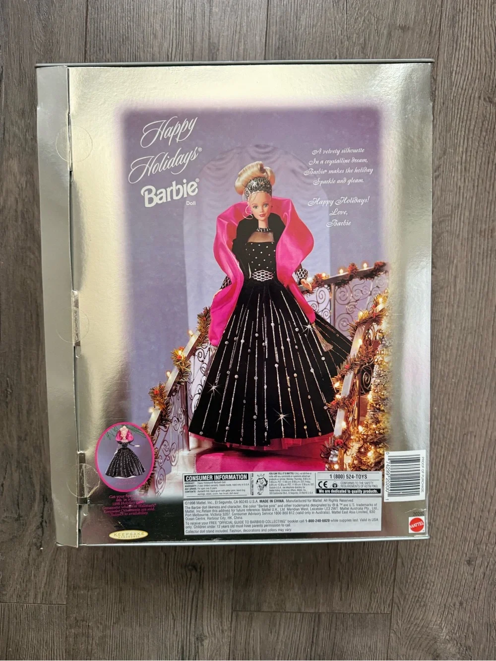 Barbie Holiday Doll in Black Gown with Bright Pink Shawl